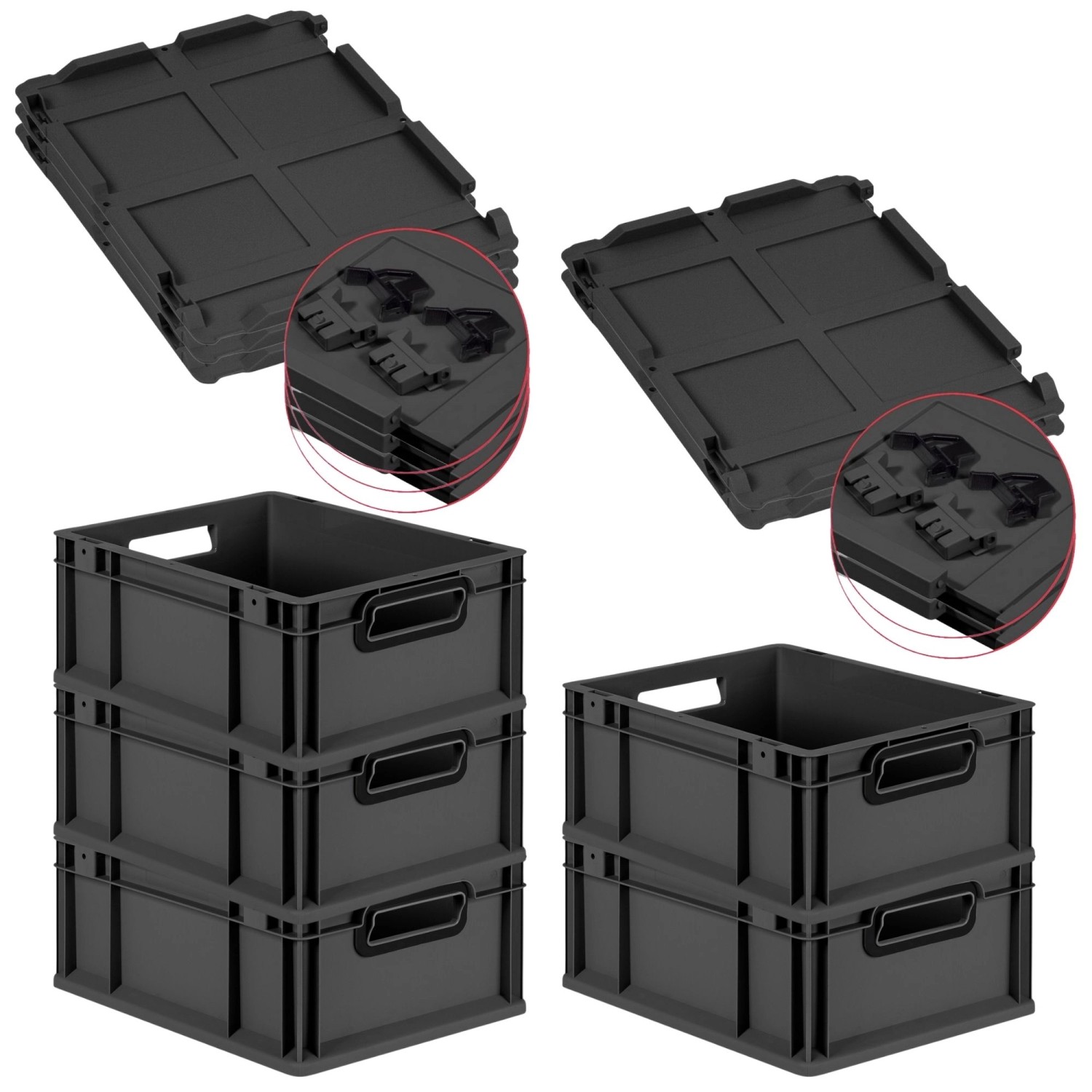 PROREGAL SuperSparSet 5x Eurobox Nextgen Color Mit Scharnierdeckel HxBxT 17 günstig online kaufen