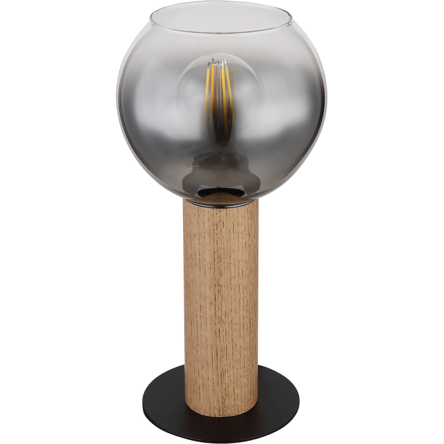 Globo Tischlampe Moitas, schwarz-matt mit Rauchglas, 30cm hoch. Moderne Design-Tischleuchte.