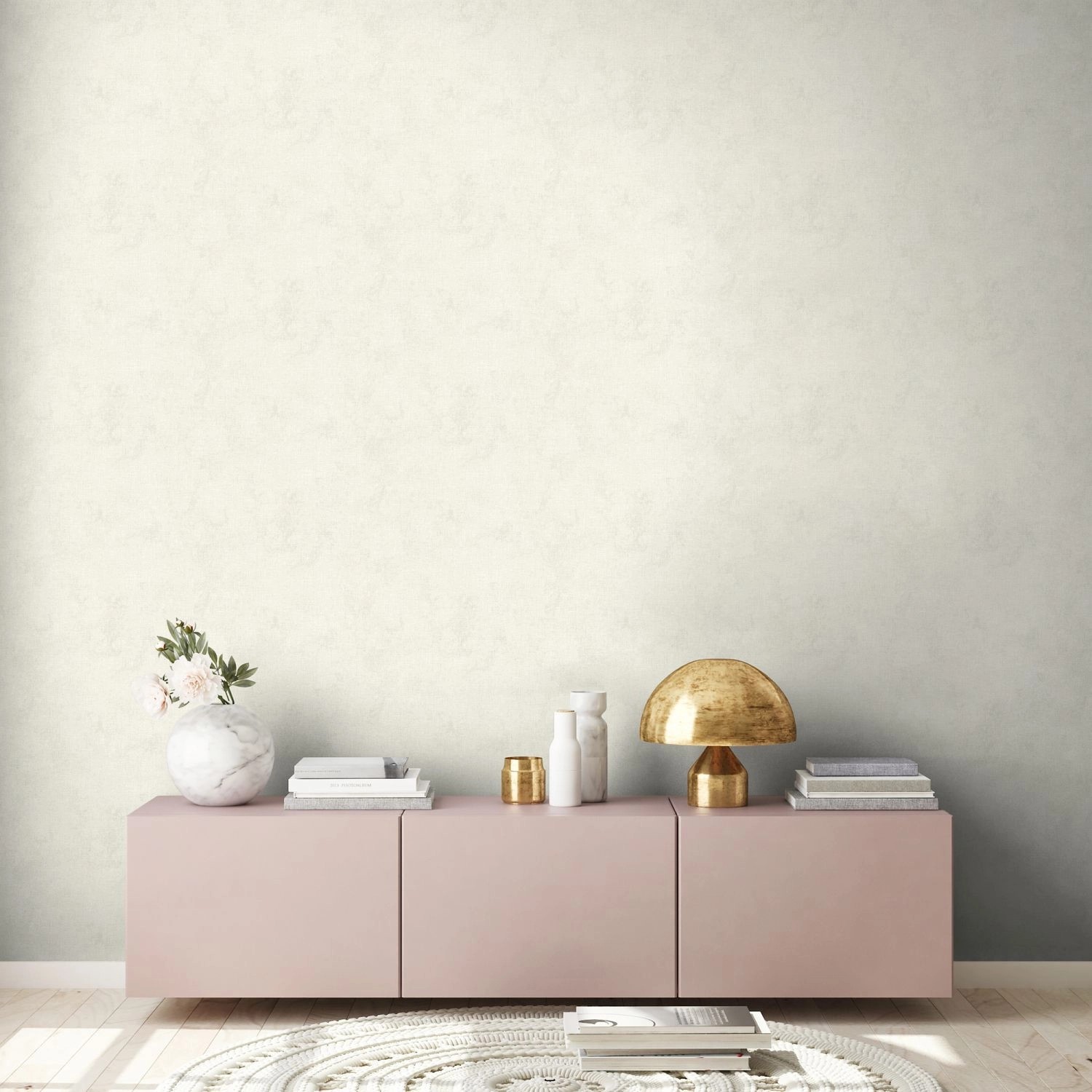 Livingwalls Tapete Leinen-Optik Creme-Beige und Weiß 53 cm x 10,05 m AS-374311