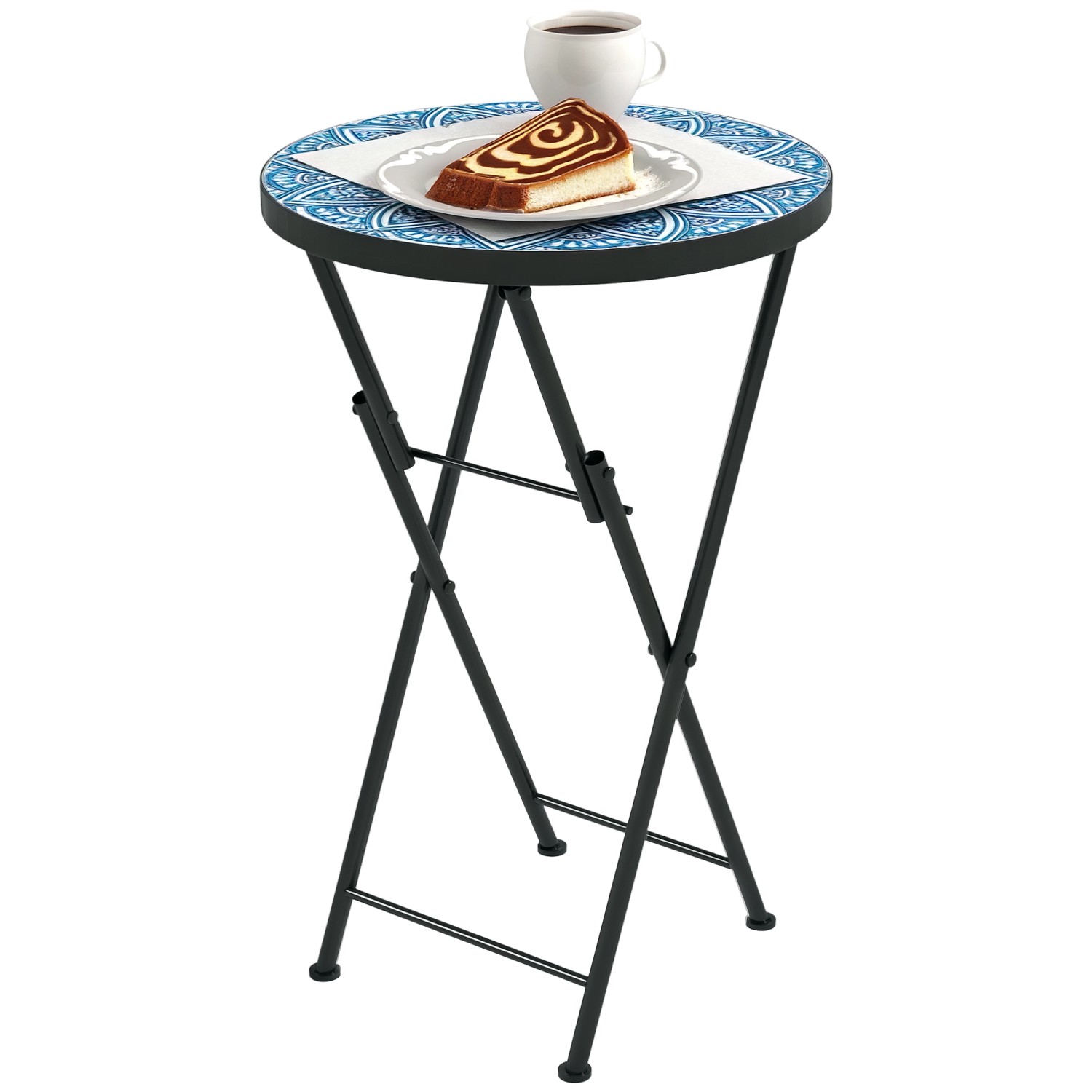 Outsunny Gartentisch Metall 35,5 x 55H cm Blau günstig online kaufen