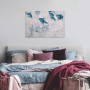 Leinwandbild mit Fischen in Grau und Blau als Wanddekoration für Wohnräume.