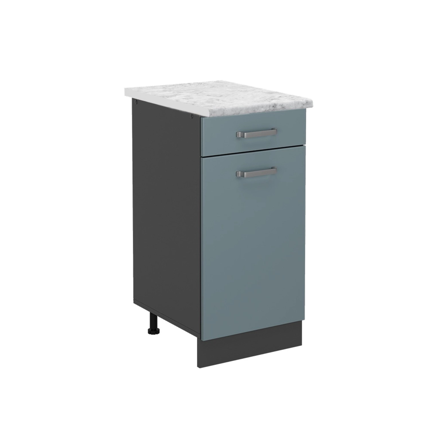 Vicco Küchenunterschrank R-Line Schubladenschrank für die Küche Blau-Grau/Anthrazit 40 cm AP Marmor