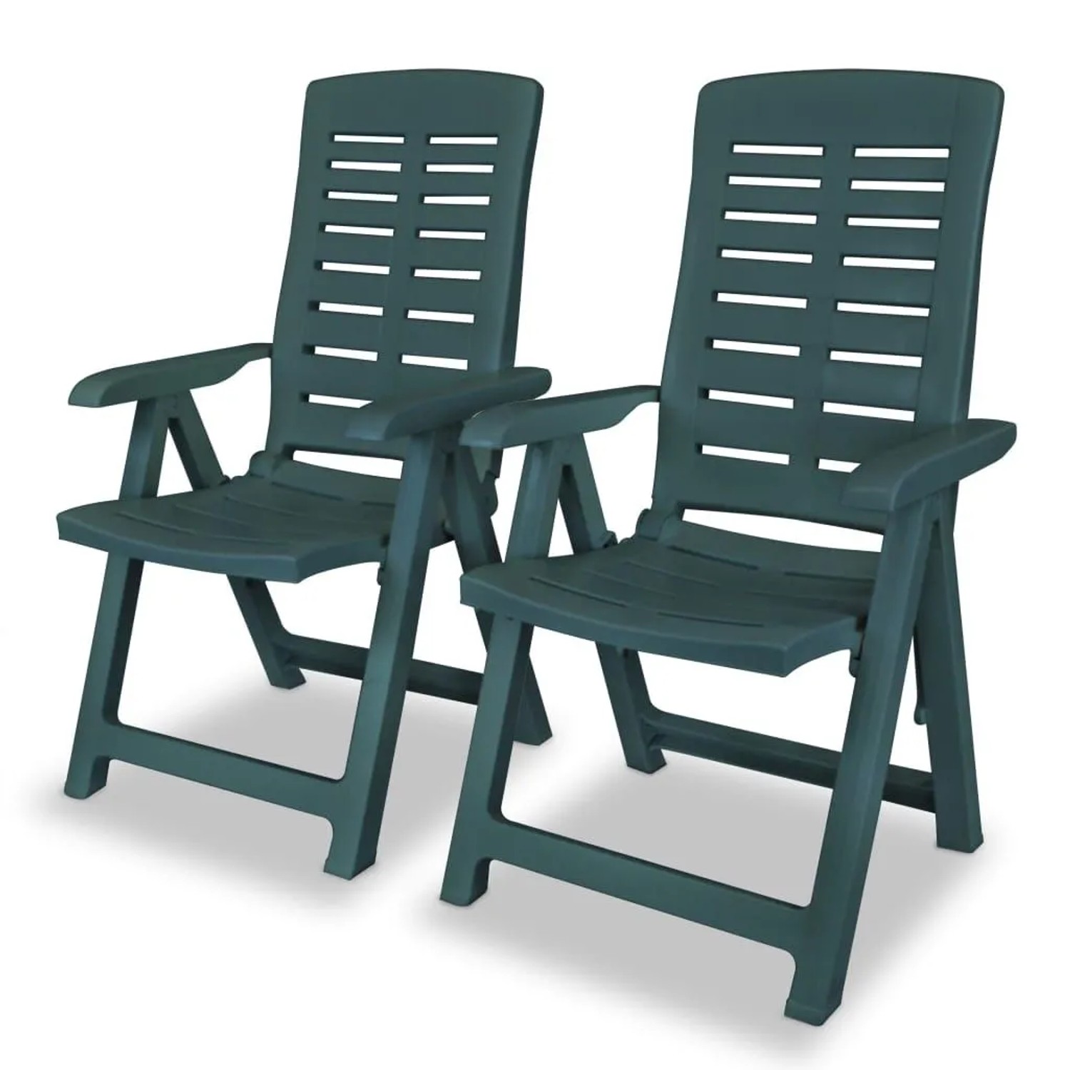 Furnicato Verstellbare Gartenstühle 2er Set Aus Kunststoff 60 X 61 X 108 Cm Grün Witterungsbeständig Und Zusammenklappbar