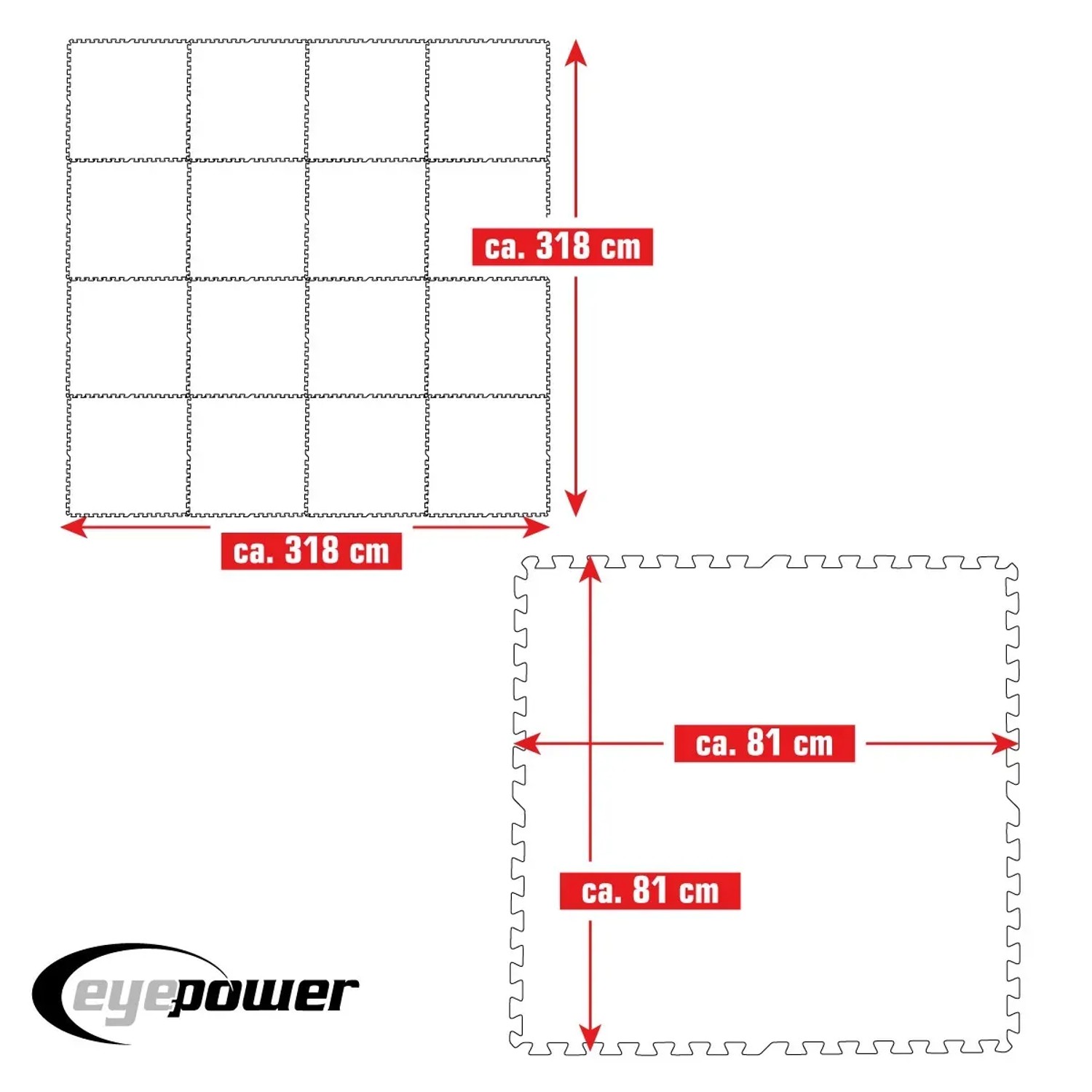 Blaues eyepower Poolunterlage 16er Set, 81x81cm, schützt den Poolboden.