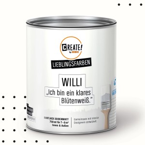 Dose CREATE! by OBI Buntlack Willi Blütenweiß, seidenmatt. Premium Lack für Innen & Außen.