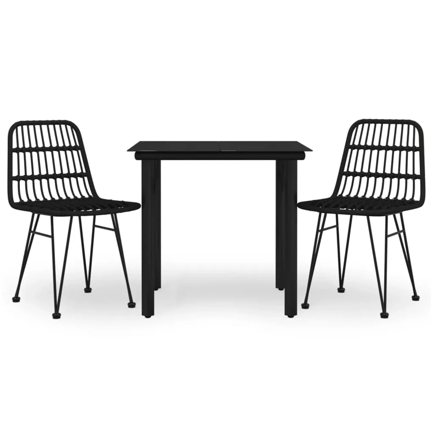 vidaXL 3-Tlg Garten-Essgruppe Schwarz Poly Rattan 3157894