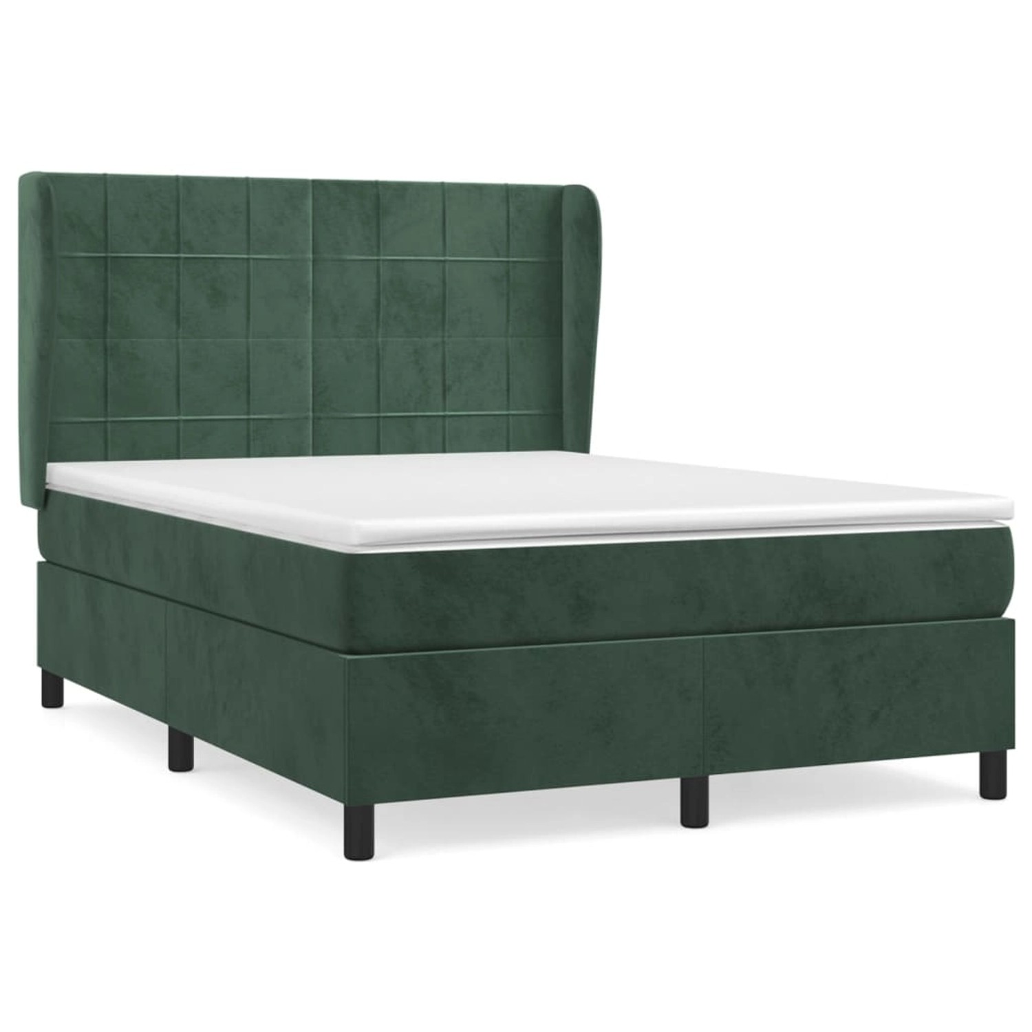 vidaXL Boxspringbett mit Matratze Dunkelgrün 140x200 cm Samt 3129216 günstig online kaufen