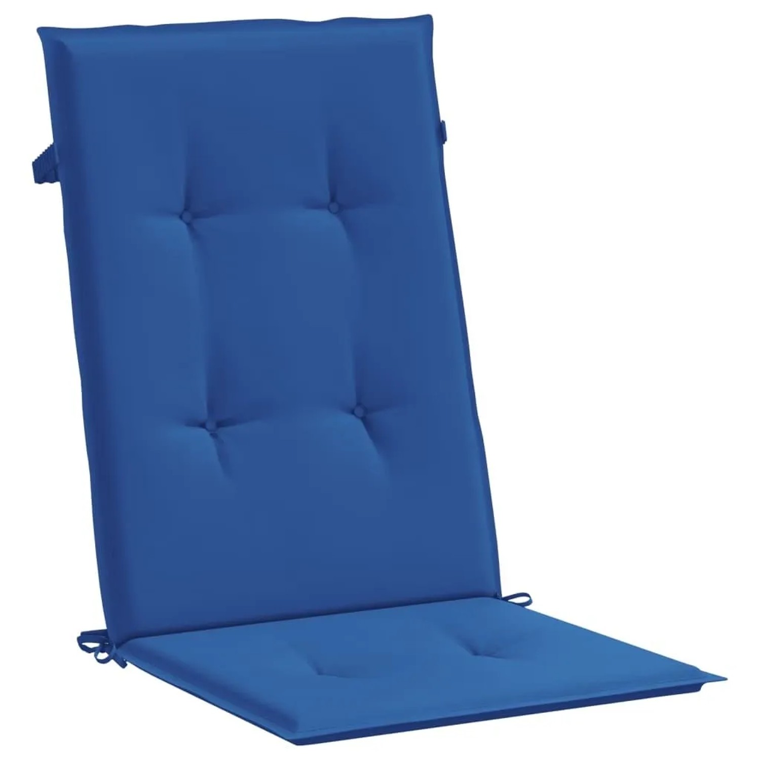Königsblaue Hochlehner-Gartenstuhlauflage 120x50x3cm. Dick gepolstertes Sitzkissen für Gartenmöbel mit Befestigung.