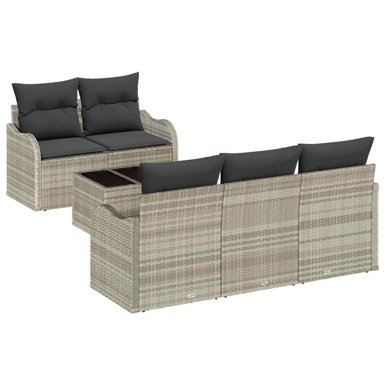 vidaXL Garten-Sofa-Set 6-Tlg Hellgrau Poly Rattan 3345582 günstig online kaufen