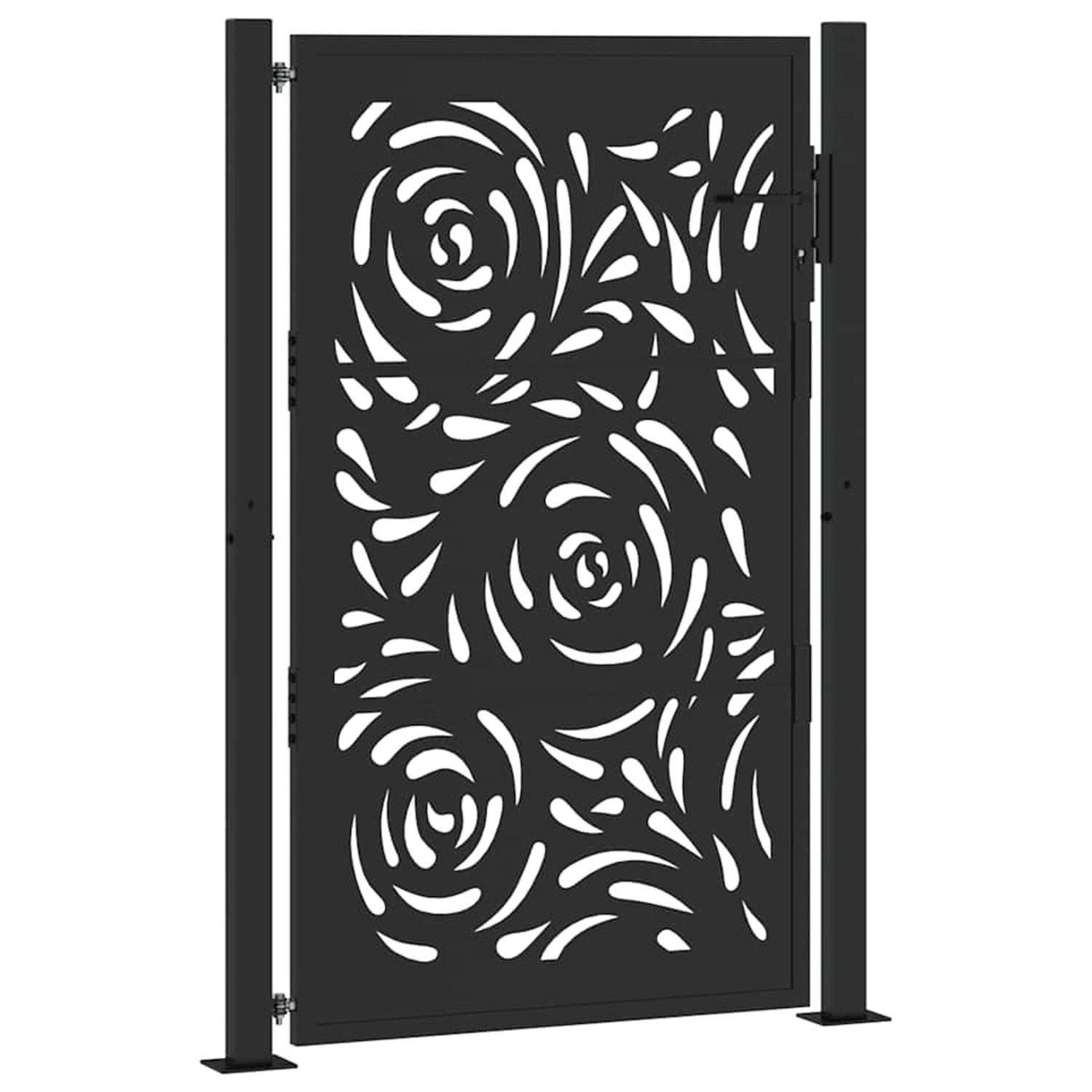 vidaXL Gartentor Schwarz 105x155 cm Stahl Flammendesign 4100991 günstig online kaufen