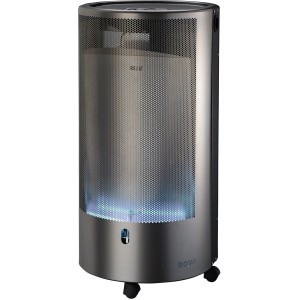 Rowi Gas-Heizofen Pure Blue Flame 4.200 W Inox mit Thermostat, Edelstahl-Look, blaue Flamme.