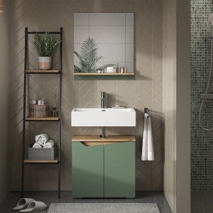 Vicco Waschbeckenunterschrank Marelle, grün/anthrazit, 60 cm breit, mit 2 Türen. Badmöbel für mehr Stauraum.
