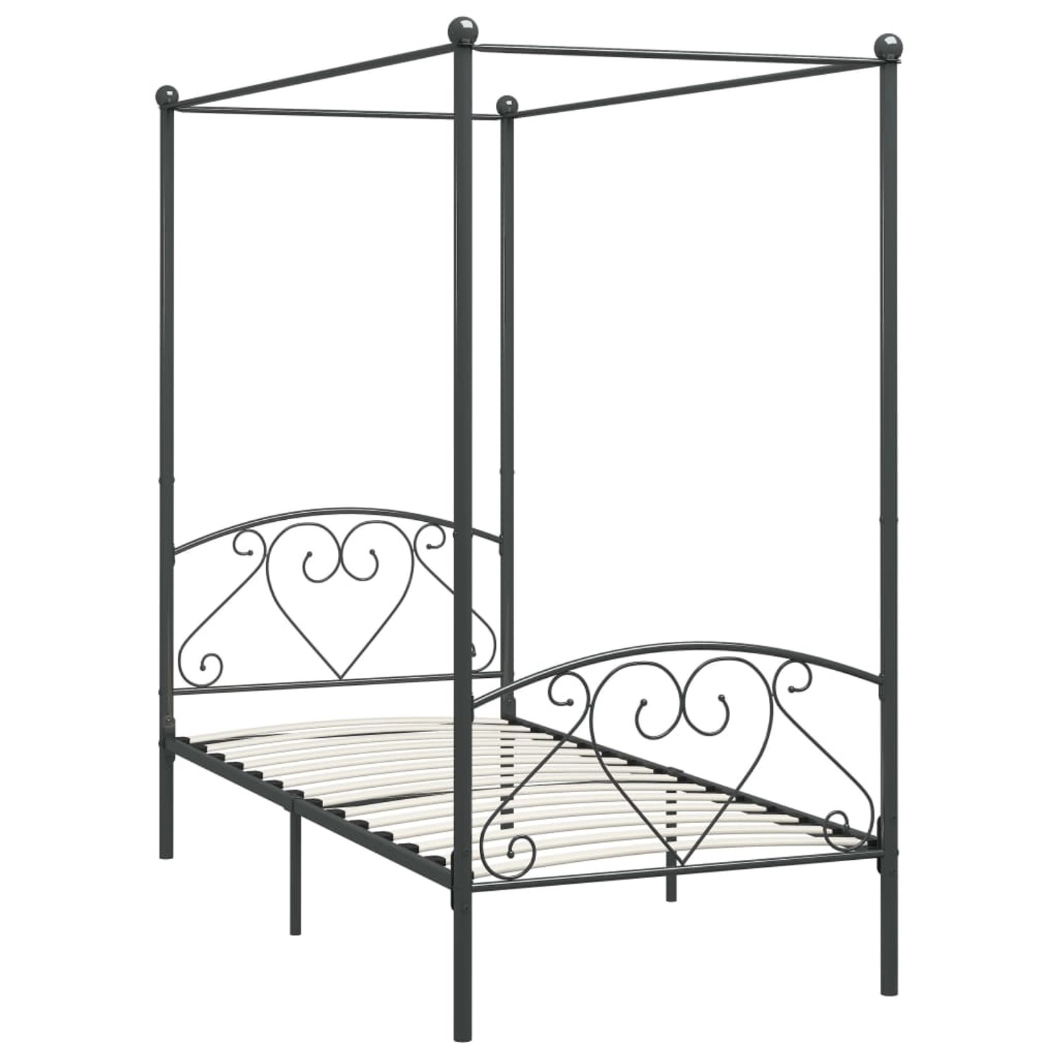 Himmelbett-gestell Grau Metall 90 X 200 Cm günstig online kaufen