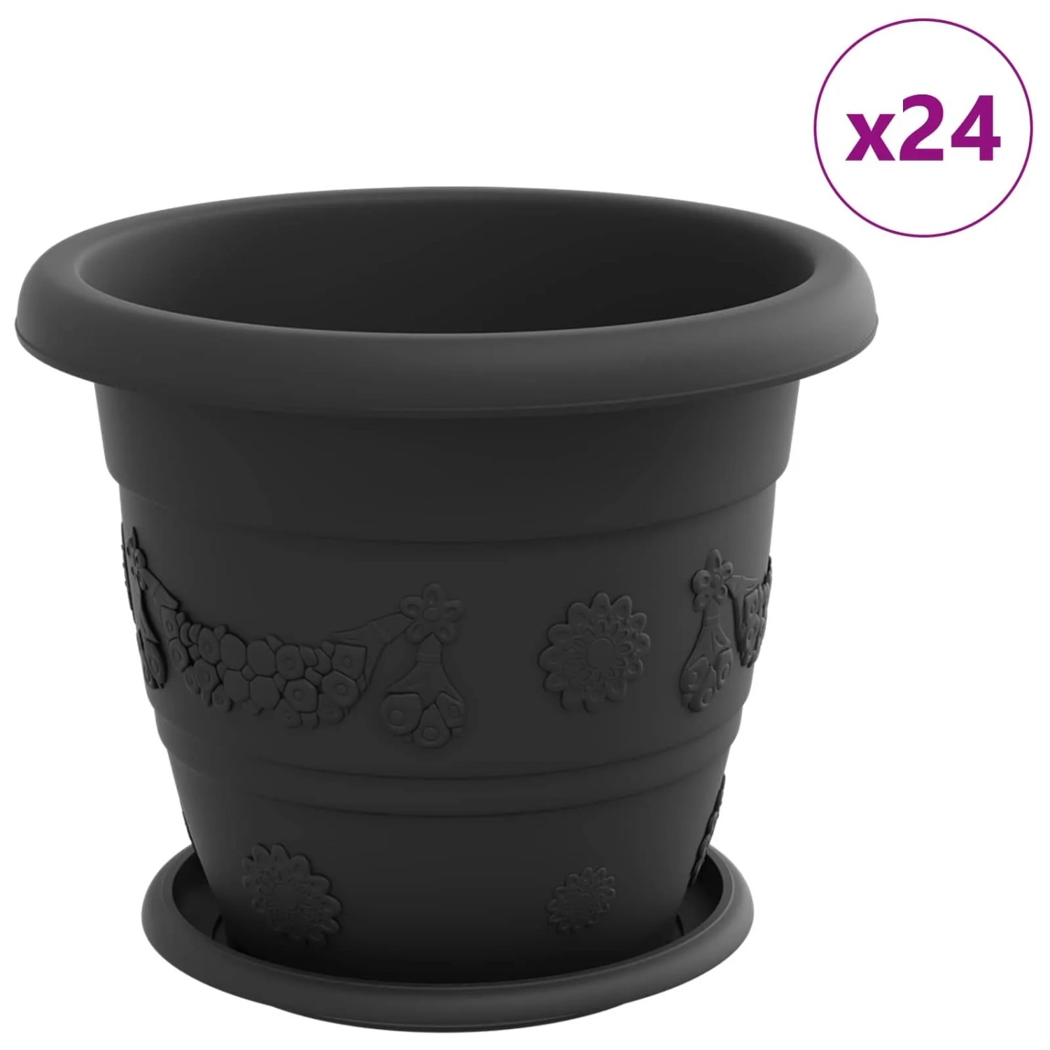 vidaXL Blumentöpfe 24 Stk Schwarz Ø 26 x 21,5 cm Kunststoff 3403286