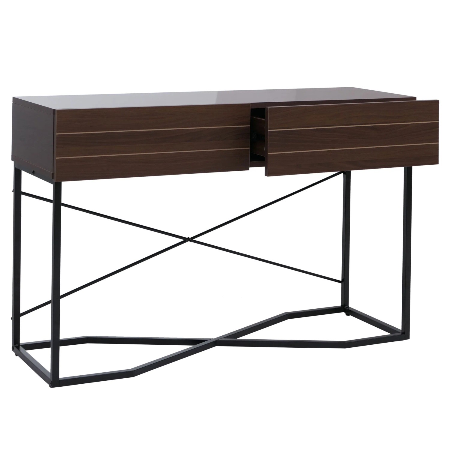 MCW Konsolentisch P47 Melamin Industrial 81x120x40cm Walnuss-Optik