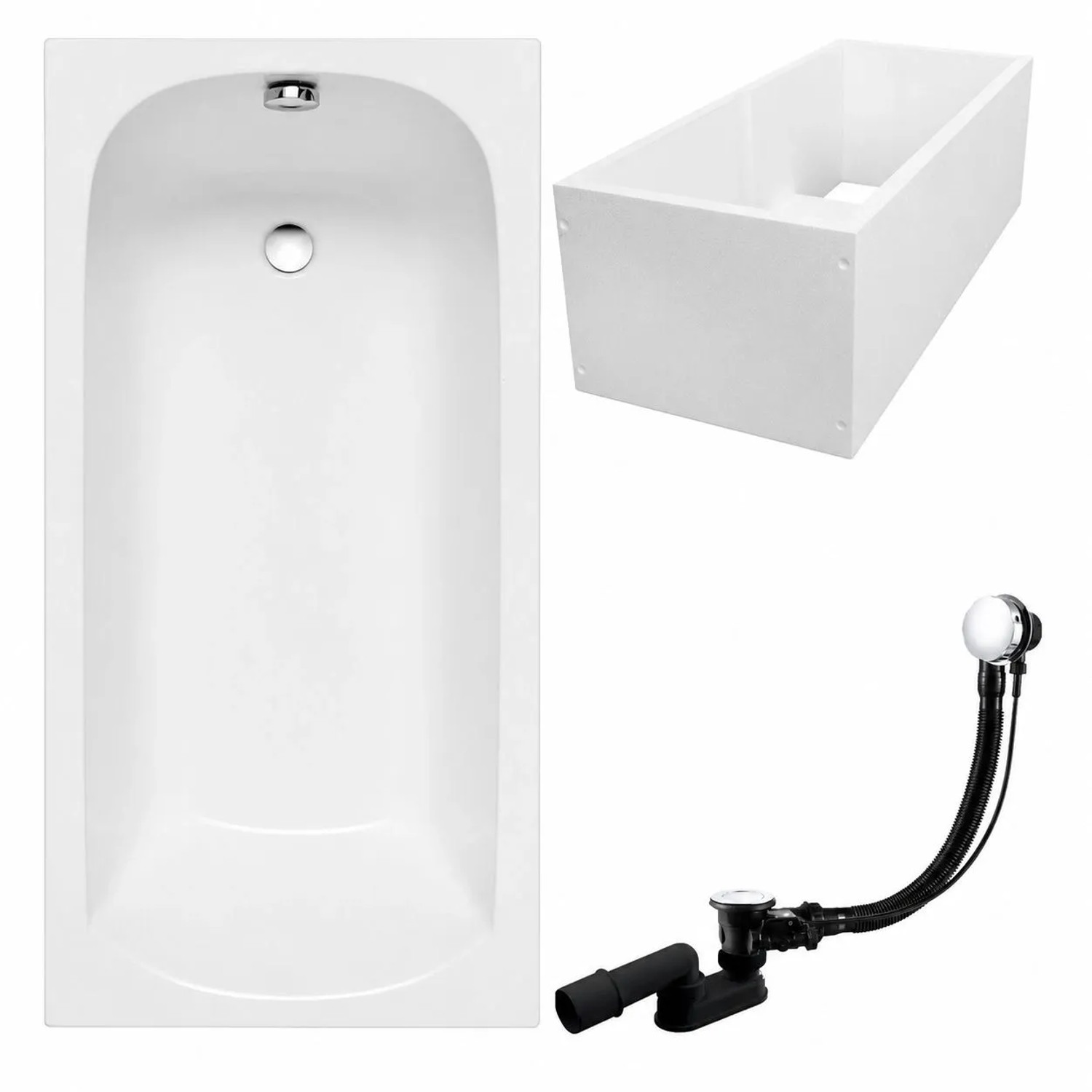 KOLMAN Badewanne Rechteck 160 x 70 Cm Mit Wannenträger Inkl. Ablauf Und Füße