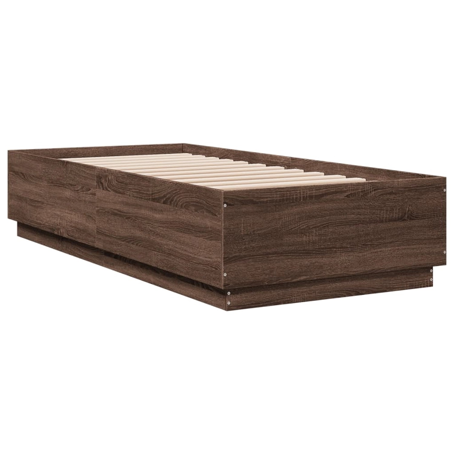 vidaXL Bettgestell mit LED Braun Eichen-Optik 90x200 cm Holzwerkstoff 32096 günstig online kaufen