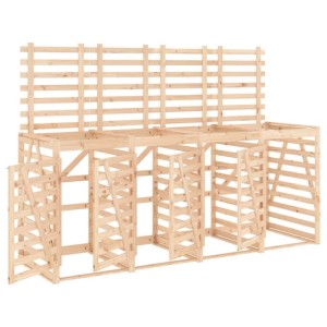 DELUKE 4er Mülltonnenbox Kiefernholz BOUMI 318x91,5x128,5cm Natur Mülltonnenverkleidung Für 4 Tonnen Müllbox Aus Holz