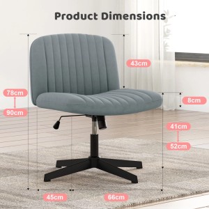 Rattantree Bürostuhl Armlos Criss Cross Design mit Verstellbarer Höhe 90 cm Grau