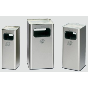 PROREGAL Kombiascher aus Edelstahl, 53 Liter, mit Ascher und Abfalleinwurf. Robuster Mülleimer für Innenbereiche.