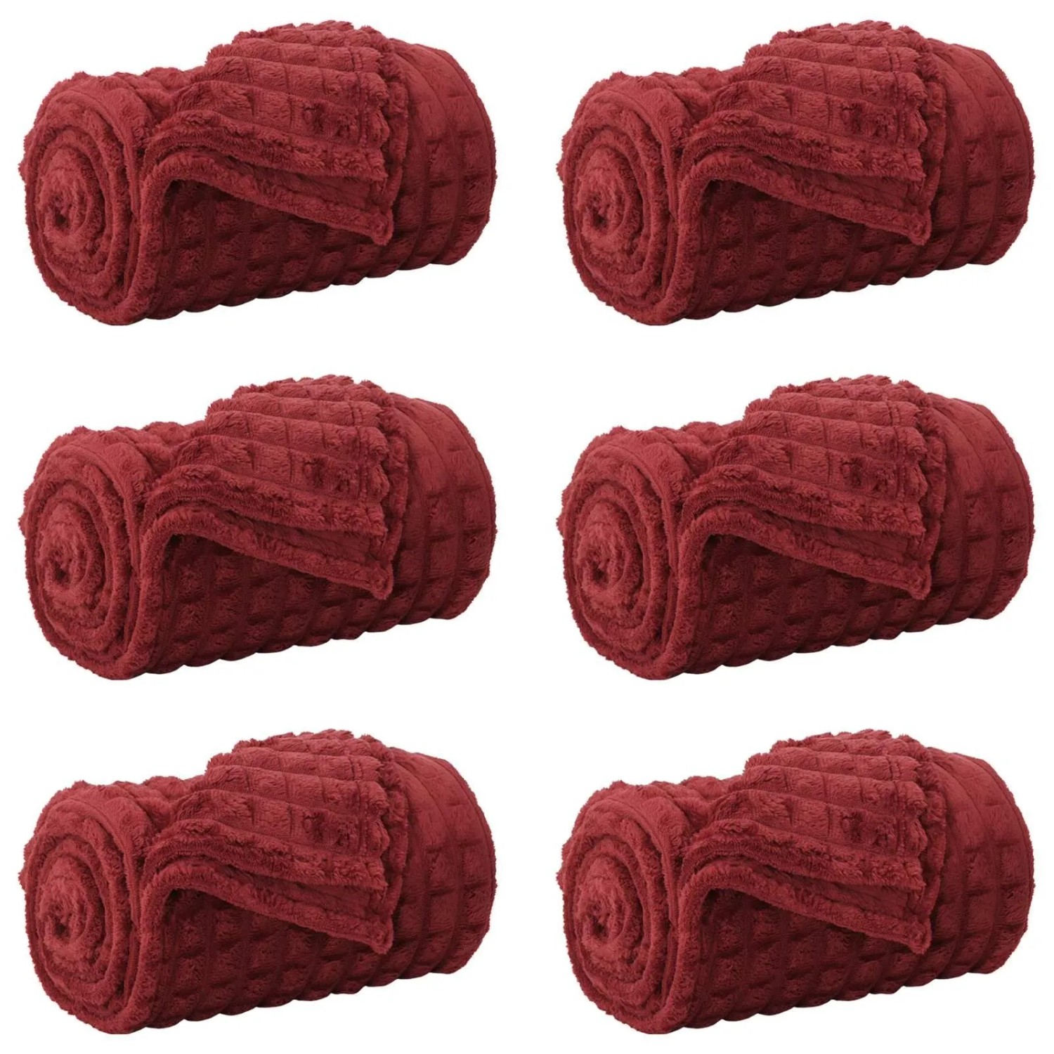 vidaXL Wohndecken 6 Stück Bordeauxrot 240 x 220 cm Fleece 42016971