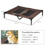 PawHut Hundeliege Outdoor, braunes Haustierbett mit Netz, erhöhte Liegefläche für Hunde.