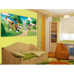 Disney Fototapete mit Micky Maus und Freunden im Kinderzimmer, 202x90 cm.