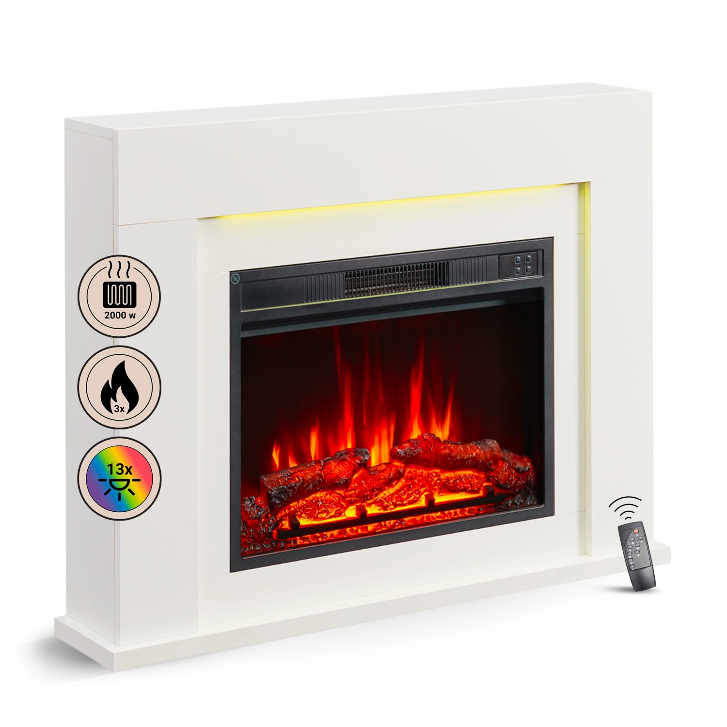 BALDERIA FD-WE Elektrokamin Standkamin Heizung 3D-Flammeneffekt Weiß günstig online kaufen