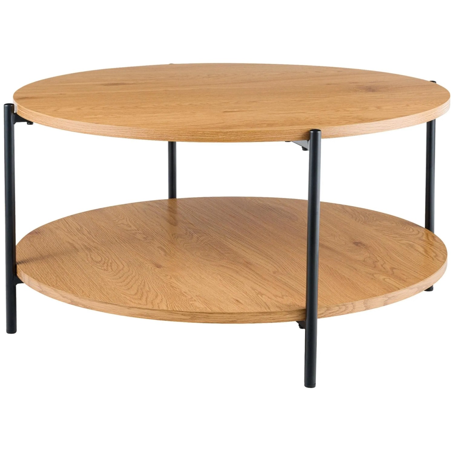 DELUKE Couchtisch BAZON Holz Natura 80x80x40cm Sofatisch Rund Beistelltisch Holz Wohnzimmertisch Klein