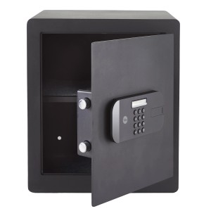 Offener, schwarzer Yale Tresor High Security Safe 38,5 l mit digitalem Code-Schloss.