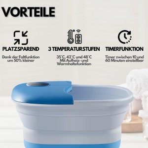 Steinborg SB-1060 Faltbares Fußsprudelbad mit Fernbedienung Platzsparend Timer