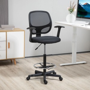Vinsetto Standing Desk Chair Mesh(100% Polyester) Schaumstoff Stahl Nylon 64L x 57B x 132H cm Schwarz