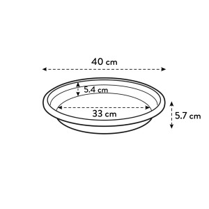 Elho Universal-Untersetzer, Ø 40cm, Terrakotta, Schemazeichnung mit Maßangaben.
