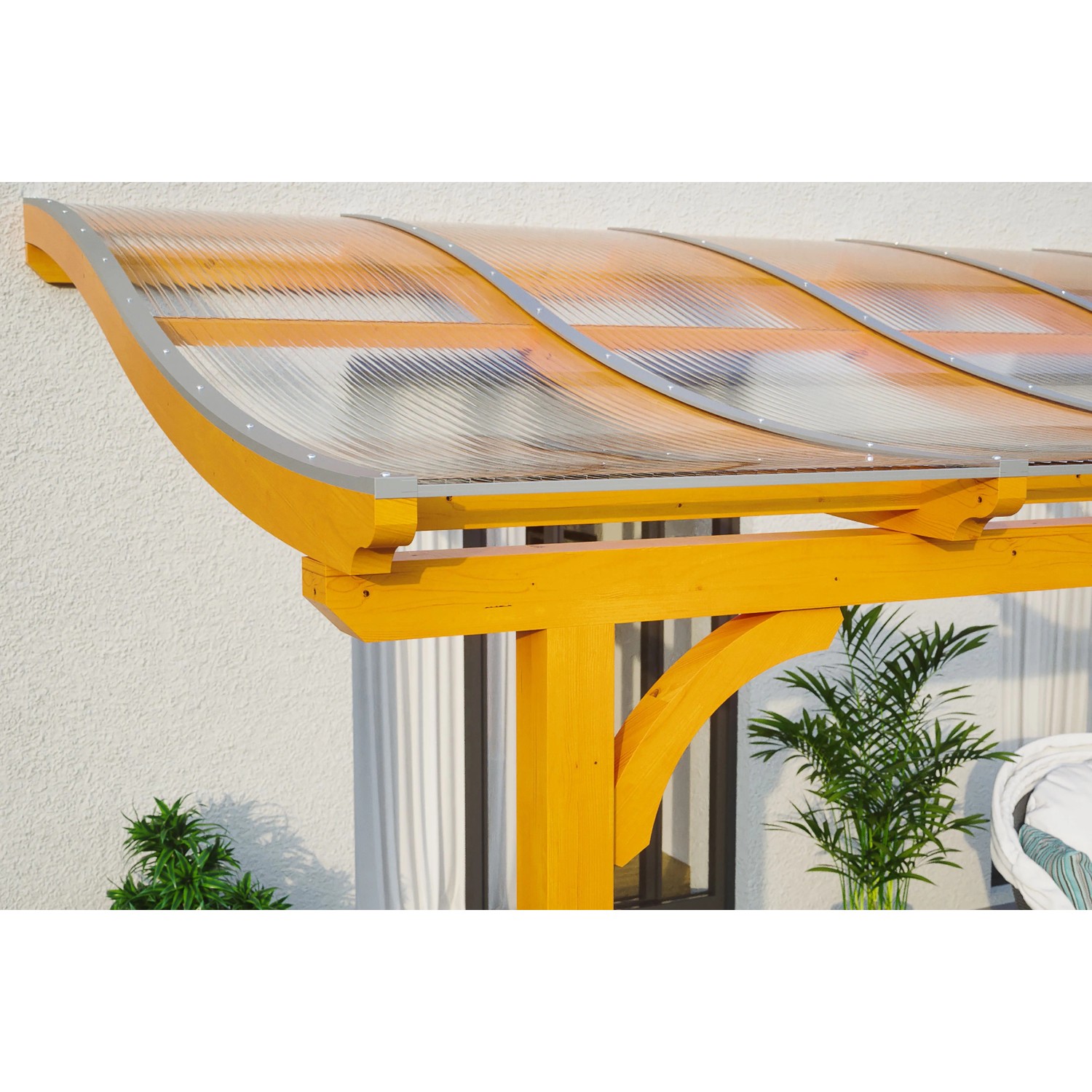 Skan Holz Terrassenüberdachung Venezia 541 cm x 389 cm Eiche hell