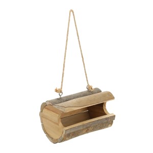 Relaxdays Vogelfutterhaus Holz Natur mit Aufhängung 12 cm x 18 cm x 12,5 cm 0,4 kg