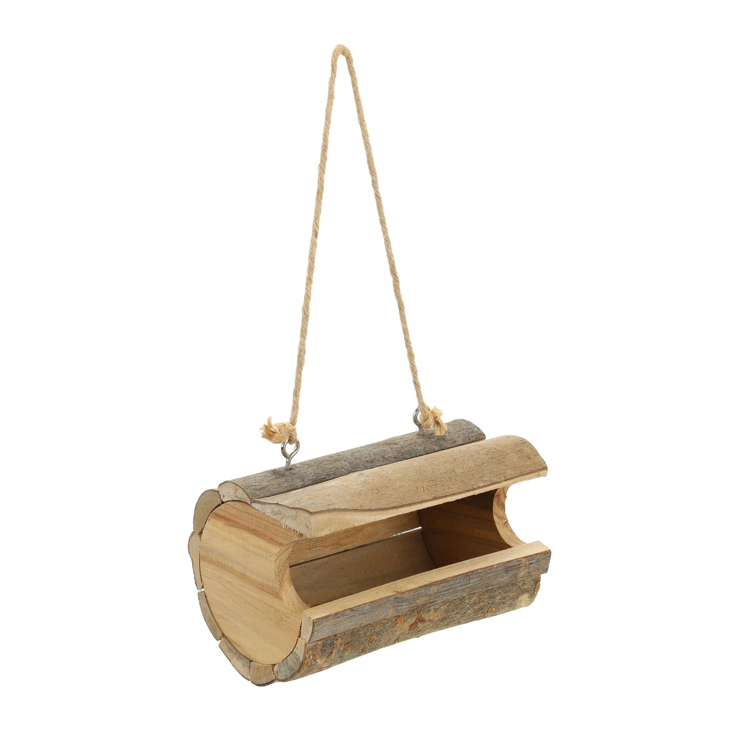 Relaxdays Vogelfutterhaus Holz Natur mit Aufhängung 12 cm x 18 cm x 12,5 cm 0,4 kg