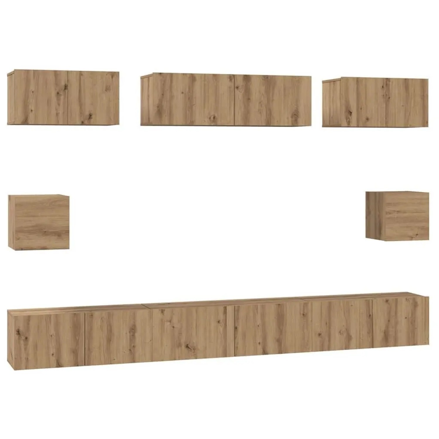 vidaXL TV-Schrankset Wandmontiert 8-Tlg Artisan-Eiche Holzwerkstoff 3393296