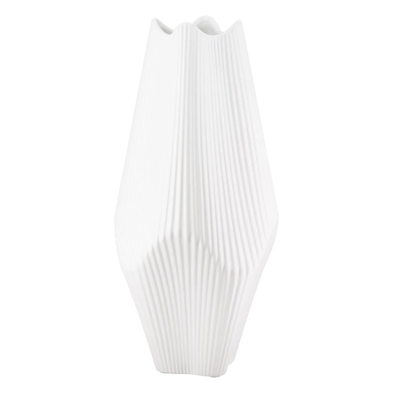 Gilde Vase Lamellen Weiß 30 cm x 15 cm