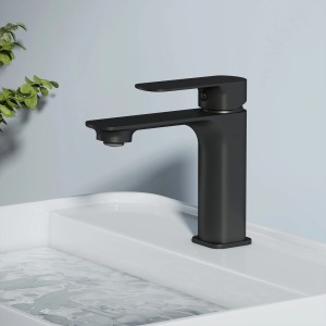 Emke Wasserhahn Bad 166 x 152 x 45 mm Schwarz Matt Waschtischarmatur Mischbatterie Waschbecken