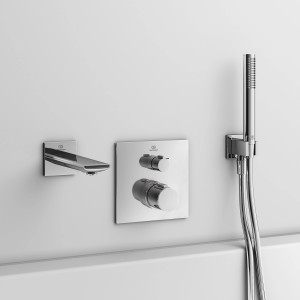 Ideal Standard Brausehalter Idealrain Atelier eckig, Chrom. Halterung für Handbrause mit eckiger Rosette.