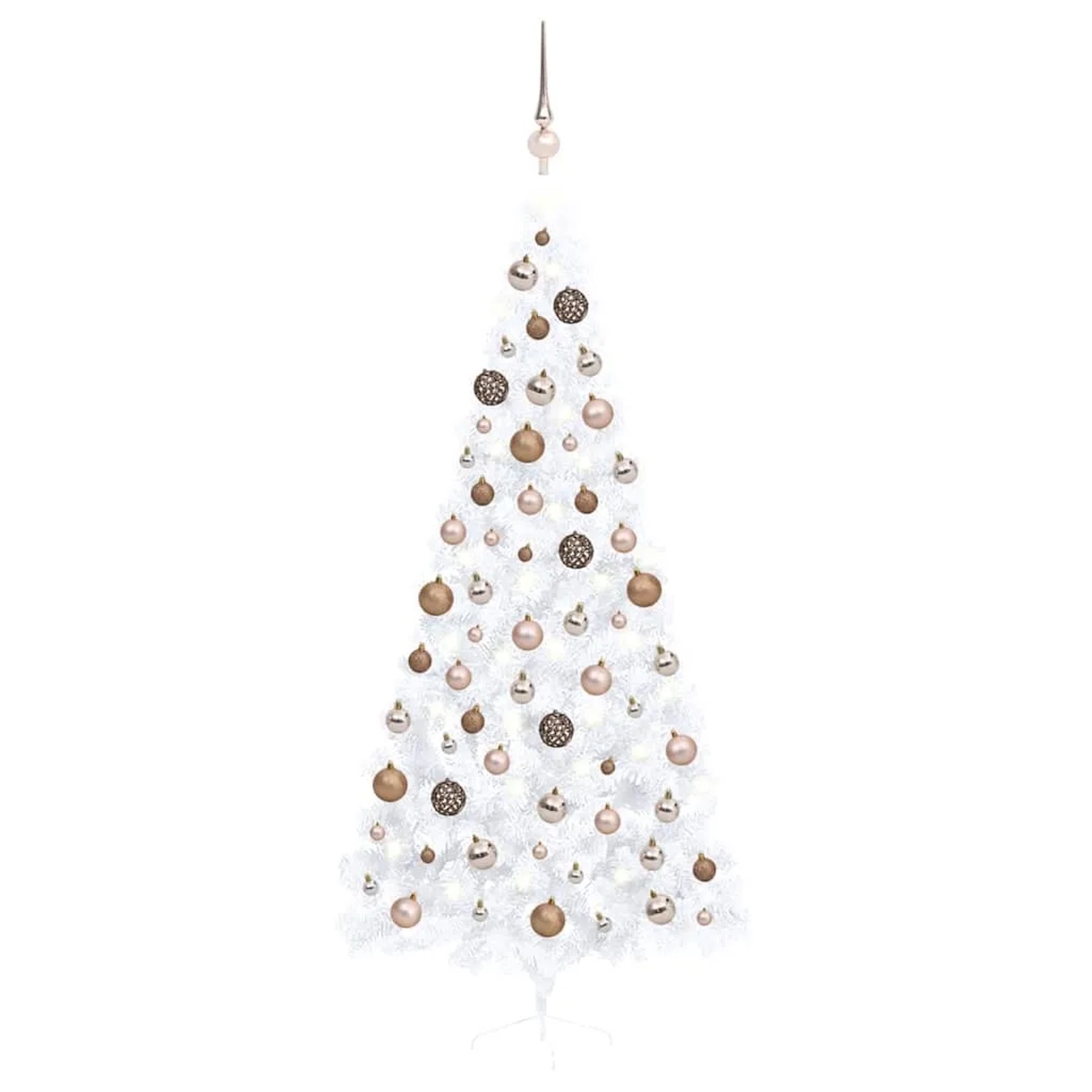 vidaXL Künstlicher Halb-Weihnachtsbaum mit Beleuchtung Kugeln Weiß 240 cm 3077572
