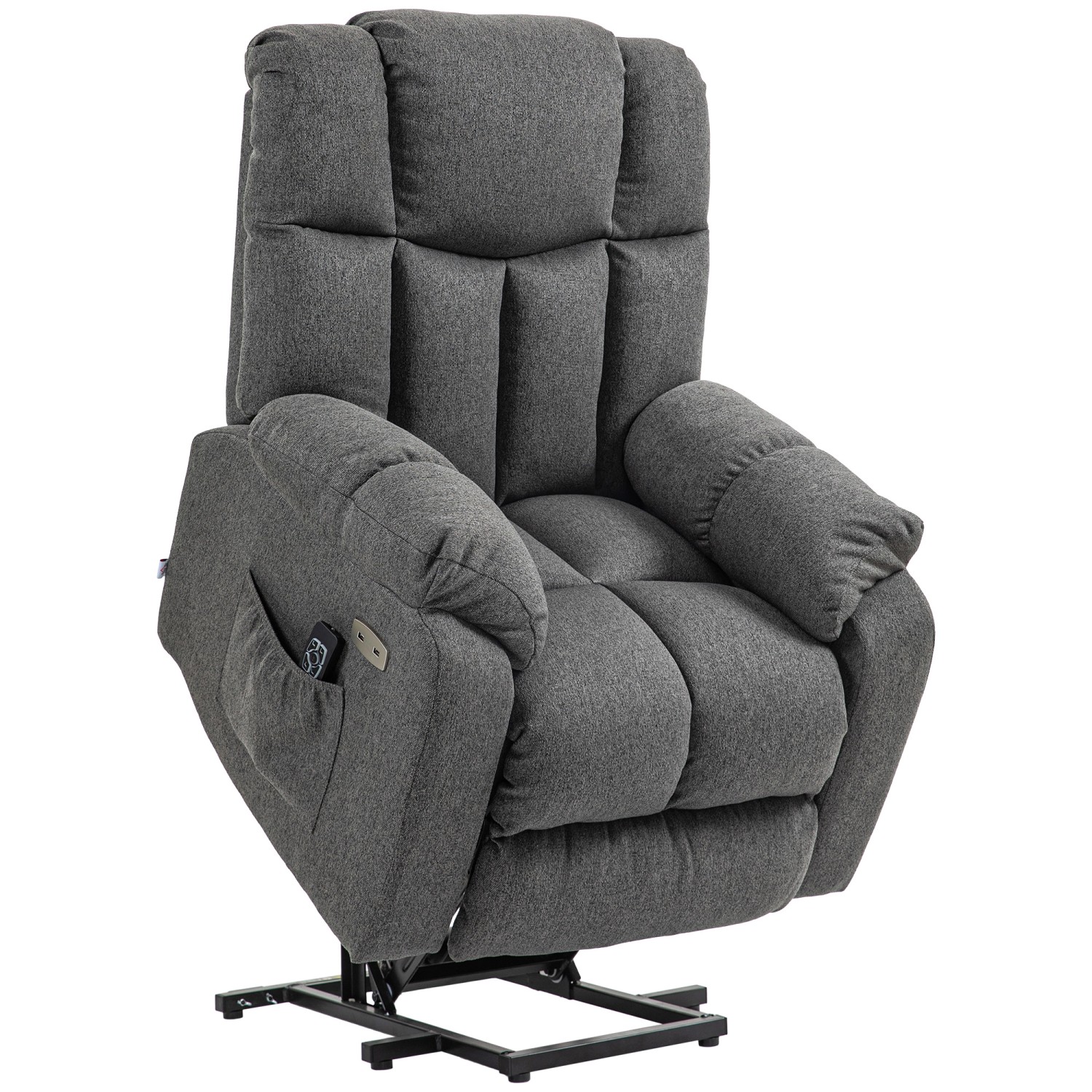 HOMCOM Fernsehsessel mit Aufstehhilfe Polyester Stahl Dunkelgrau günstig online kaufen