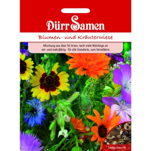 Dürr Samen Blumen- und Kräuterwiese: Saatgut-Mischung mit bunten Blüten für naturnahe Gärten.