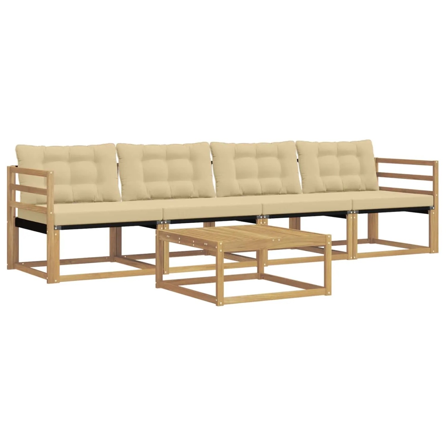vidaXL Outdoor-Sofagarnitur 5 Stk Weiß und Beige 79 x 79 x 37 cm 3388387