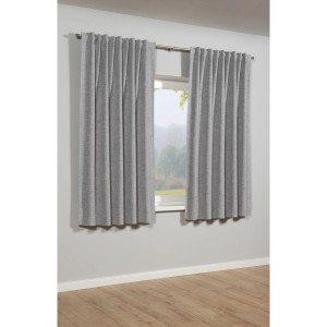 Silbergrauer Bennetti Schal mit Gardinenband, 140x175 cm, als Fenstervorhang dekoriert.