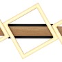 Moderne LED-Deckenleuchte Dustin in Holzfarben/Schwarz, 66x30 cm, mit drei leuchtenden Quadraten.