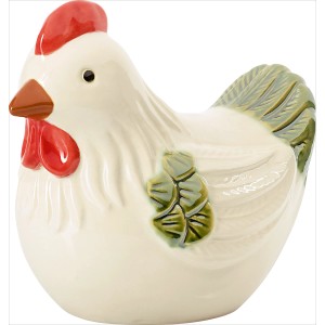 Sitzende Deko-Henne, 17 cm, aus Keramik für Garten und Balkon.