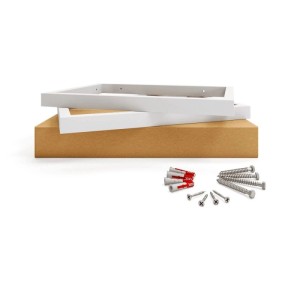 Weißes HEVVA REUSS Waschtischhalterung 2er Set aus Metall mit Schrauben und Fischer Dübeln für Wandmontage.