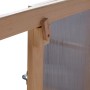 Detailaufnahme: Dobar Anzuchtschrank Dome, Holzrahmen mit Polycarbonat-Scheibe, Teil eines Indoor Gewächshauses.