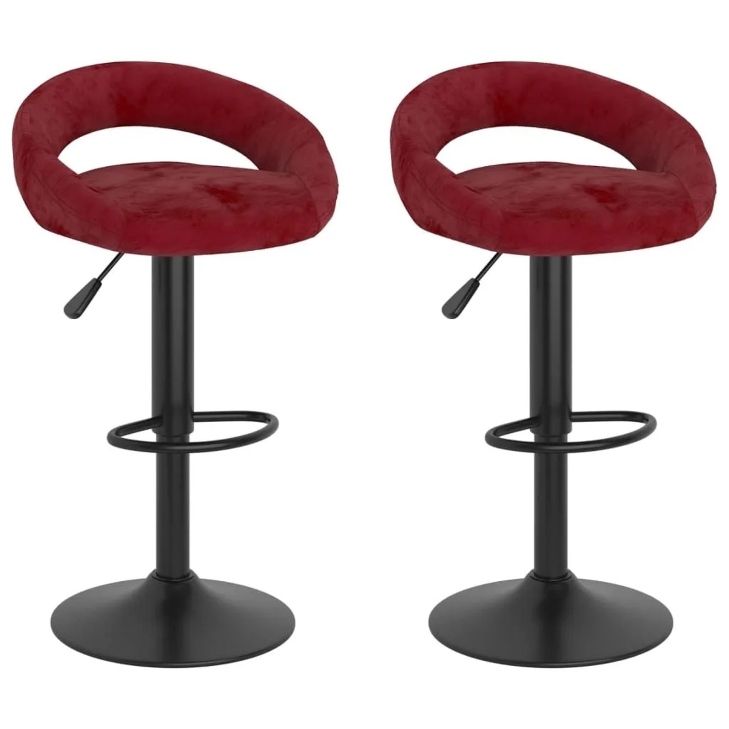vidaXL Barhocker 2 Stk Weinrot Samt 333275